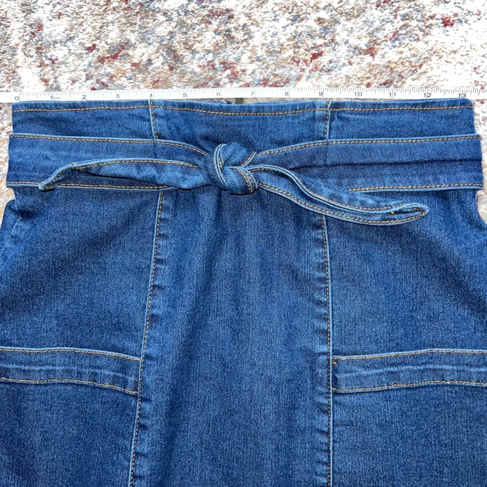 GB Girls‎ Denim Mini Skirt Medium Wash High Waist Tie Belt Blue Kids Size 14